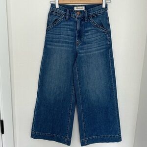 Madewell Wide Leg Cropped Jeans Size 25 Wiast Medium Wash Cotton Blend